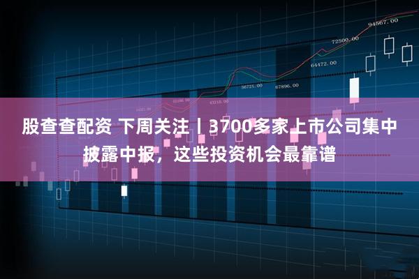 股查查配资 下周关注丨3700多家上市公司集中披露中报，这些投资机会最靠谱