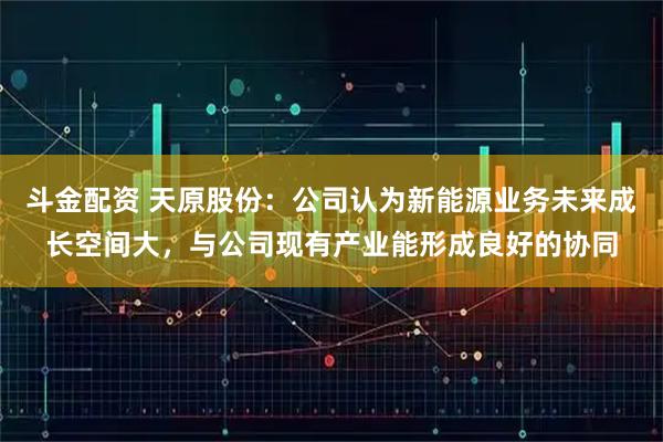 斗金配资 天原股份：公司认为新能源业务未来成长空间大，与公司现有产业能形成良好的协同
